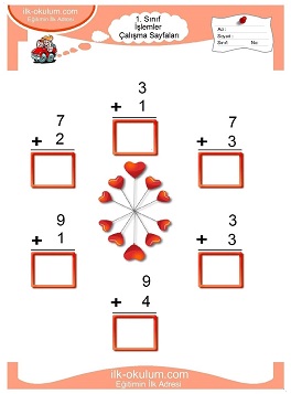 Çocuklar İçin toplam işlemi yaprak testleri 